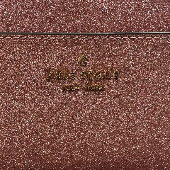 Authentic ♠️ Kate Spade NY Large Slim Cardholder in Glitter Mixed Mitten Pink
